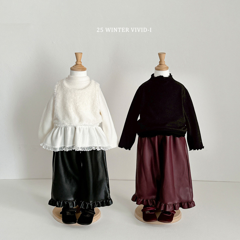 VIVID I 褲子 비비드아이 기모가죽프릴바지-細節圖10