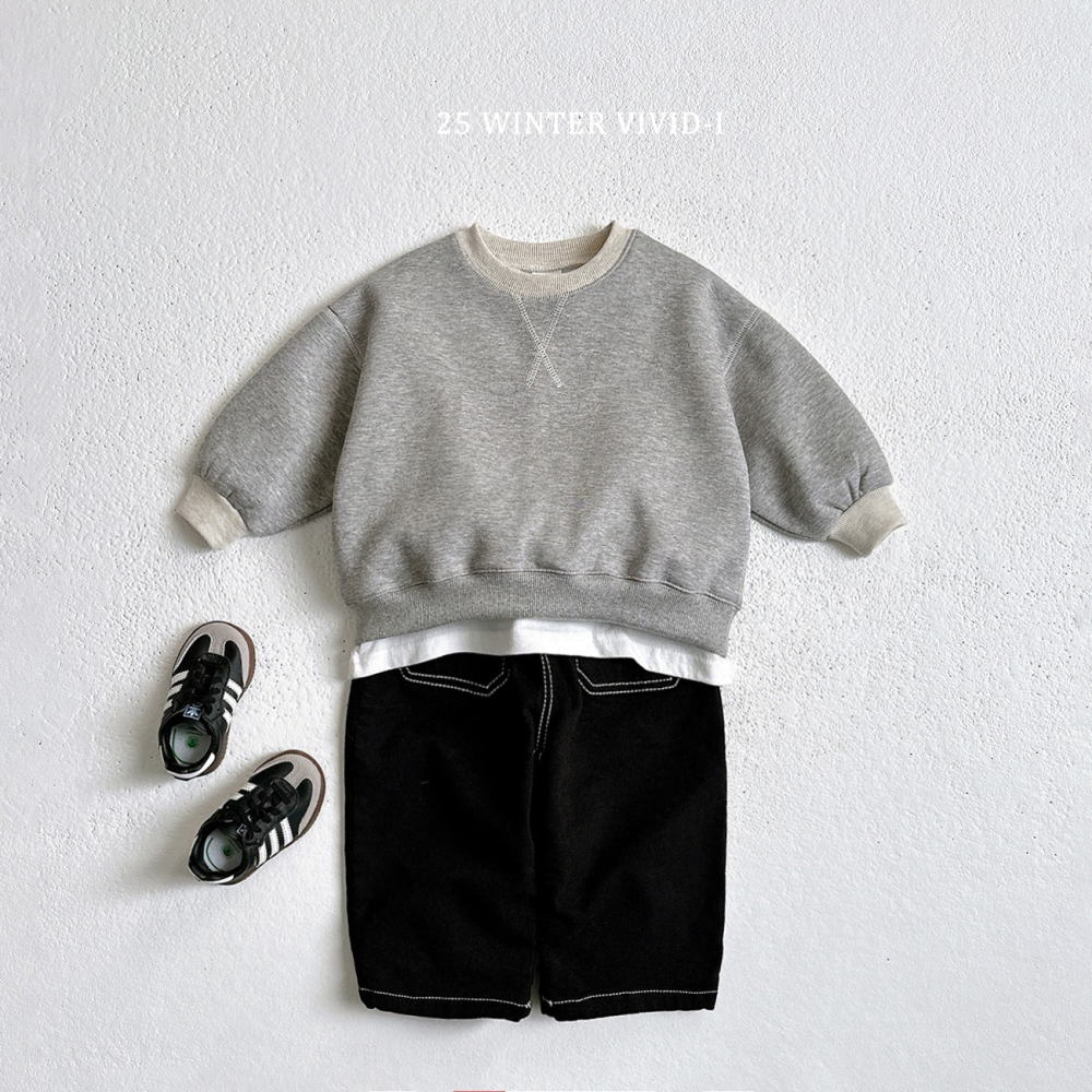 VIVID I 上衣 비비드아이 가이롭배색맨투맨-細節圖5