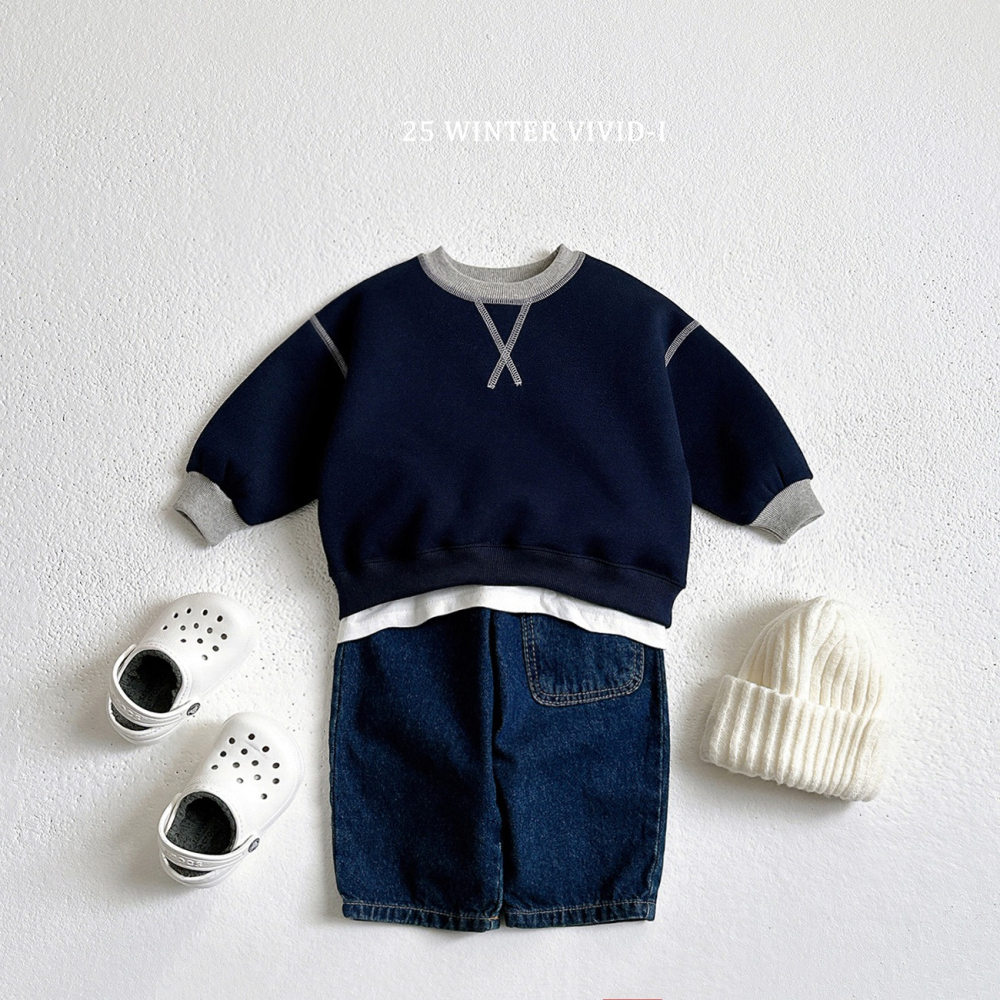 VIVID I 上衣 비비드아이 가이롭배색맨투맨-細節圖6