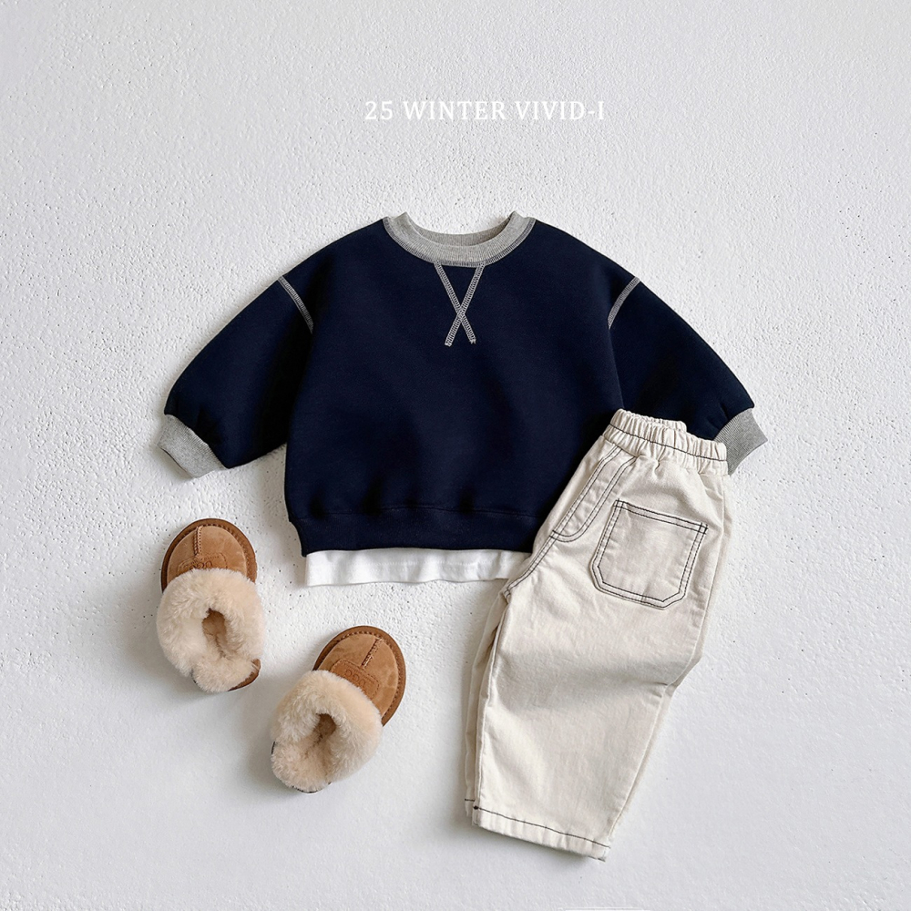 VIVID I 上衣 비비드아이 가이롭배색맨투맨-細節圖7