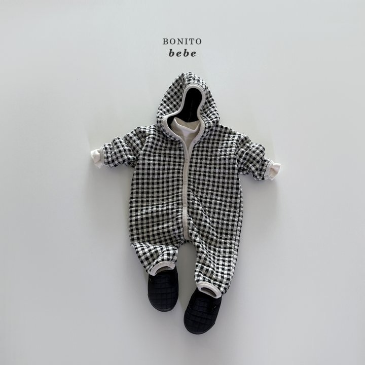 Bonitobebe 包屁衣 보니토베베 (베베)누빔체크후드슈트-細節圖6