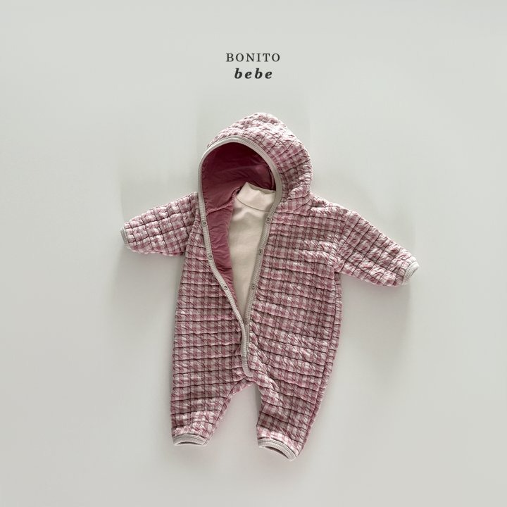 Bonitobebe 包屁衣 보니토베베 (베베)누빔체크후드슈트-細節圖11