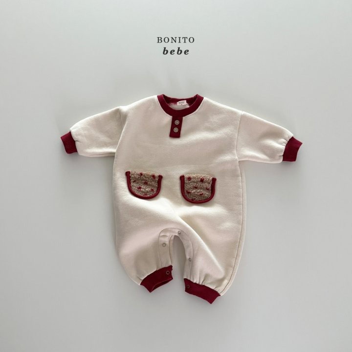 Bonitobebe 包屁衣 보니토베베 (베베)배색덤블포켓슈트-細節圖2
