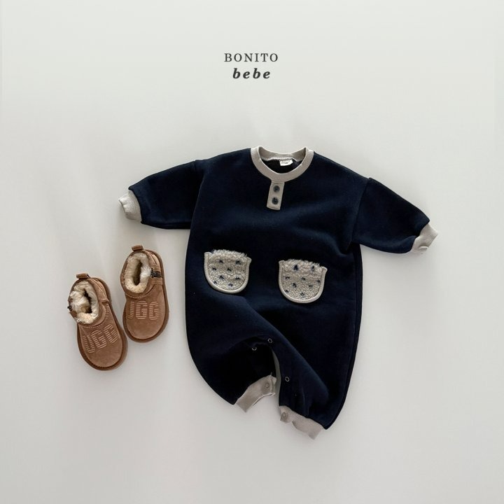 Bonitobebe 包屁衣 보니토베베 (베베)배색덤블포켓슈트-細節圖5