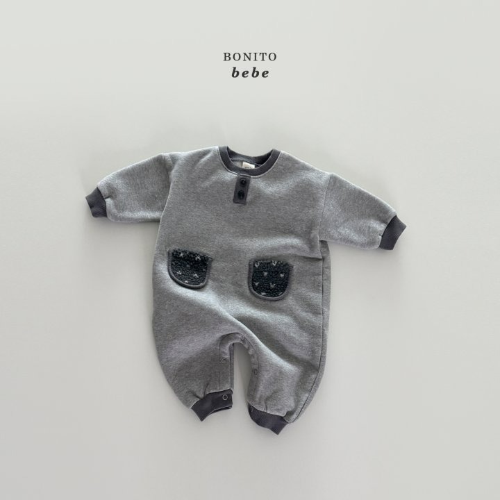 Bonitobebe 包屁衣 보니토베베 (베베)배색덤블포켓슈트-細節圖6