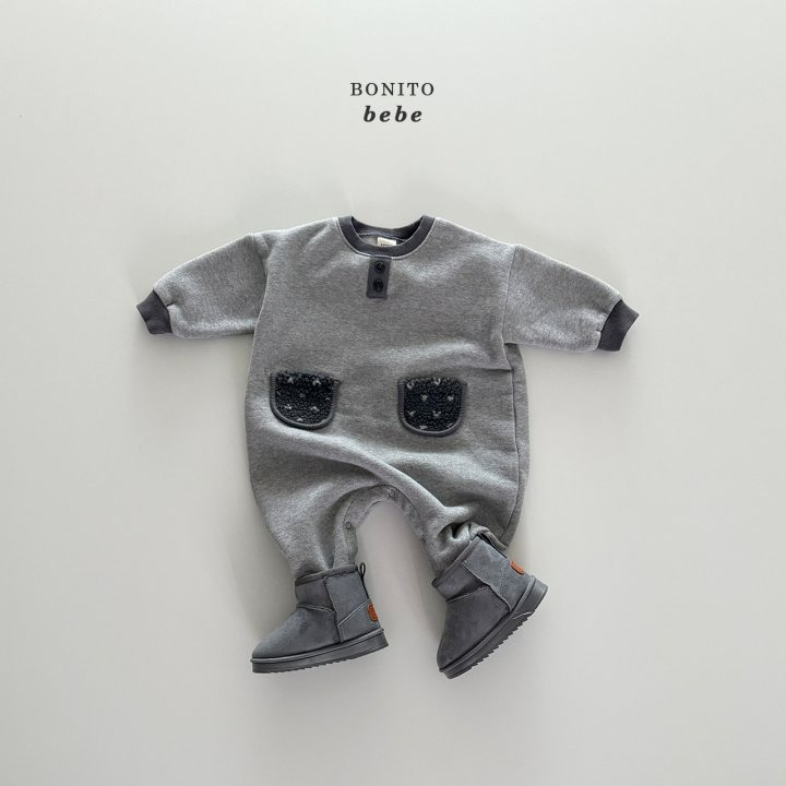 Bonitobebe 包屁衣 보니토베베 (베베)배색덤블포켓슈트-細節圖7