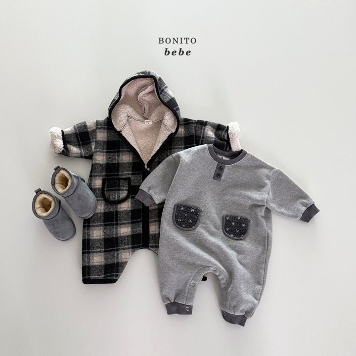 Bonitobebe 包屁衣 보니토베베 (베베)체크덤블후드슈트-細節圖8