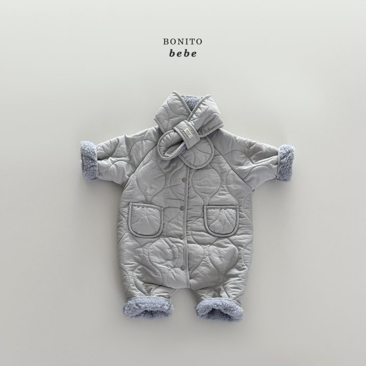 Bonitobebe 包屁衣 含圍巾 보니토베베 (베베)퀼팅목도리슈트세트-細節圖3