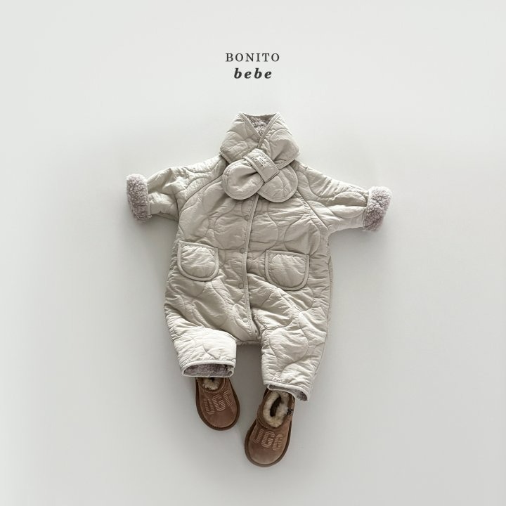 Bonitobebe 包屁衣 含圍巾 보니토베베 (베베)퀼팅목도리슈트세트-細節圖10