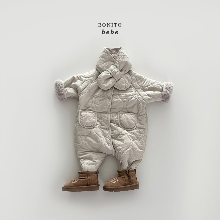 Bonitobebe 包屁衣 含圍巾 보니토베베 (베베)퀼팅목도리슈트세트-細節圖11