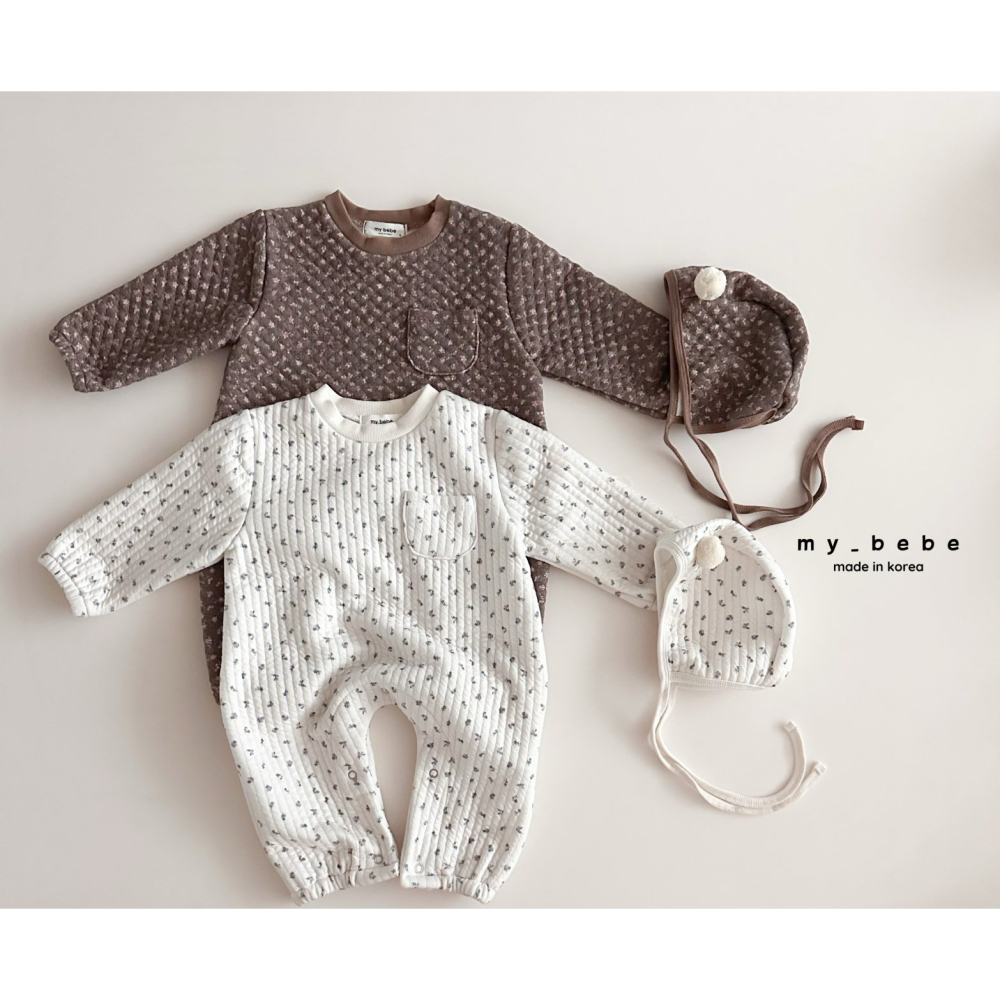 Mybebe 套裝 包屁衣 含帽 마이베베 누빔바디슈트세트(방울보넷세트)-細節圖10