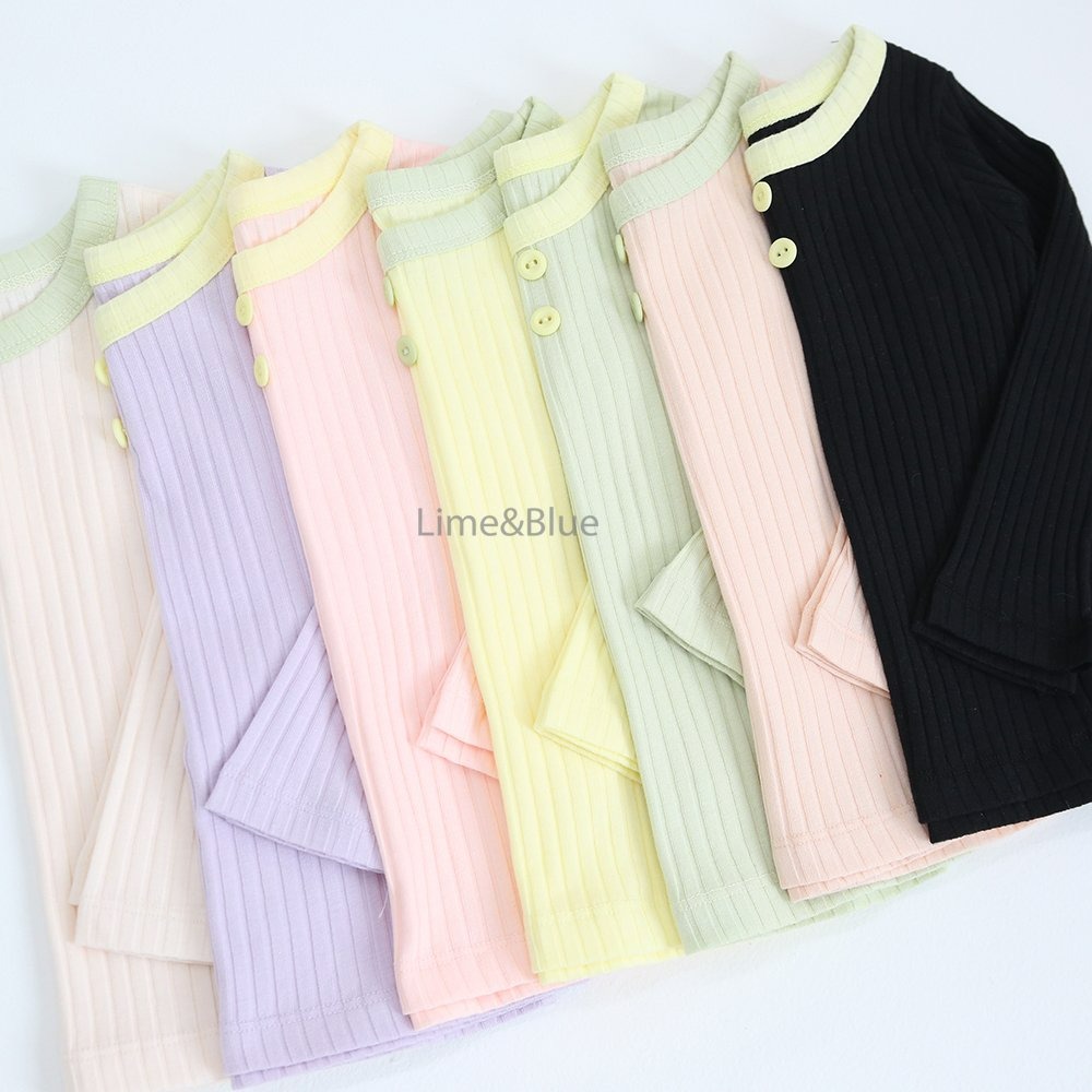 Lime&Blue 套裝 上下 라임앤블루 슈크림모달골지실내복-細節圖4