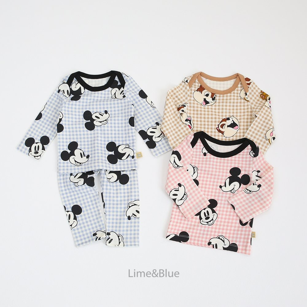 Lime&Blue 套裝 上下 bebe 라임앤블루 체크프렌즈베이비세트-細節圖2