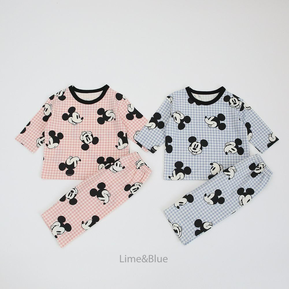 Lime&Blue 套裝 上下 Kids 라임앤블루 체크프렌즈실내복-細節圖3