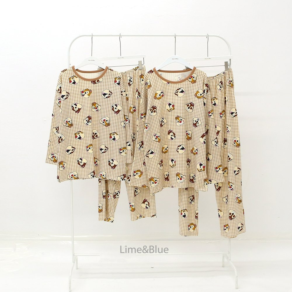 Lime&Blue 套裝 親子裝 라임앤블루 체크프렌즈실내복(성인)-細節圖5