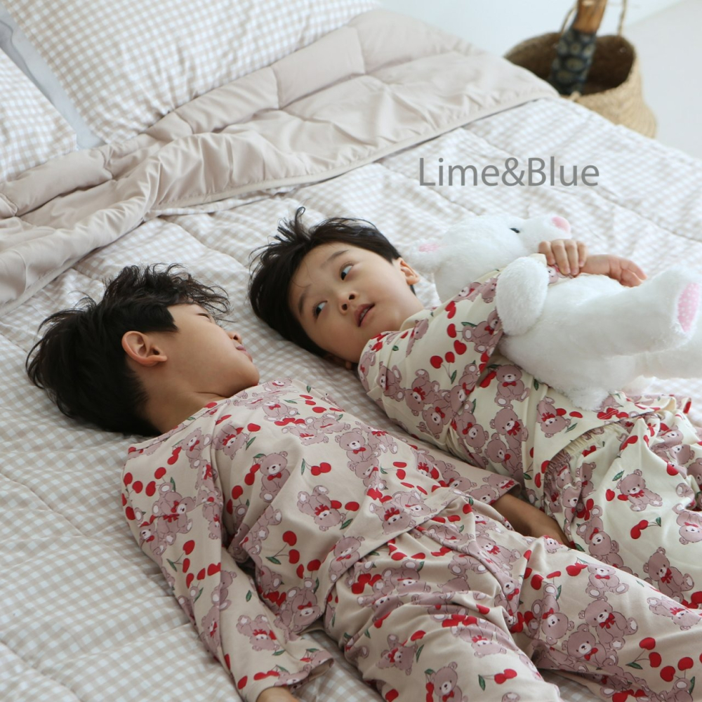 Lime&Blue 套裝 上下 라임앤블루 체리곰상하세트-細節圖2