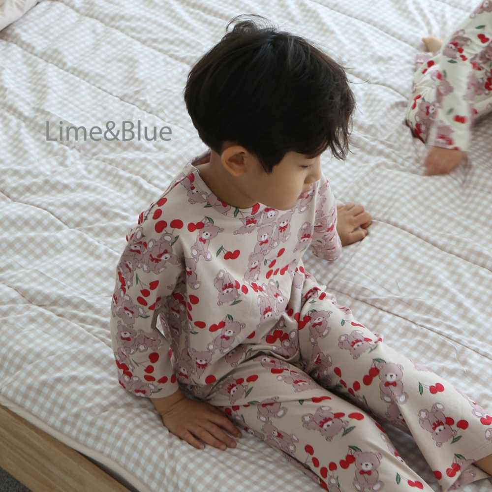 Lime&Blue 套裝 上下 라임앤블루 체리곰상하세트-細節圖3