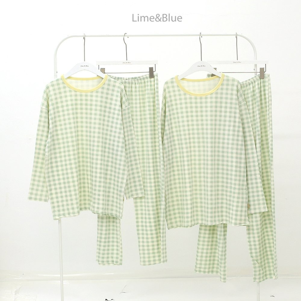 Lime&Blue 套裝 上下 라임앤블루 어텀크래커체크상하세트(성인)-細節圖8