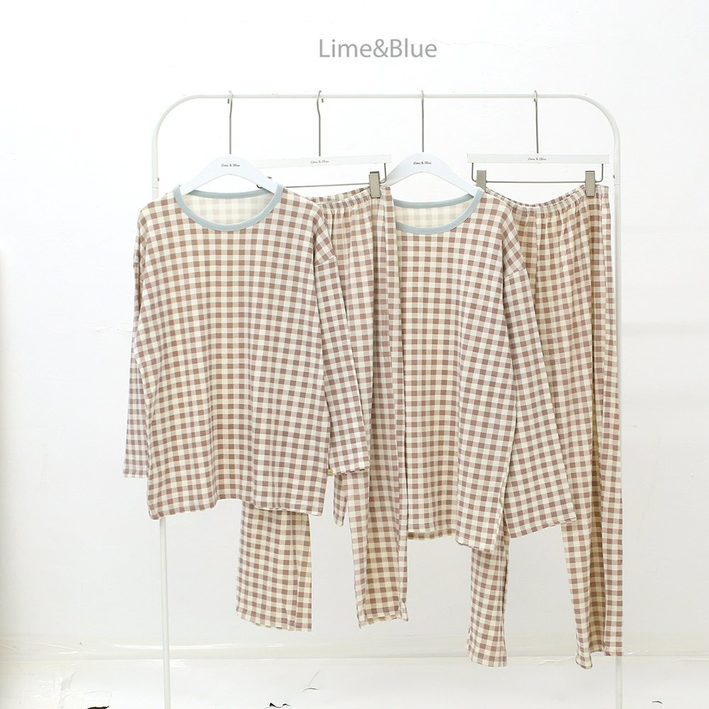 Lime&Blue 套裝 上下 라임앤블루 어텀크래커체크상하세트(성인)-細節圖10