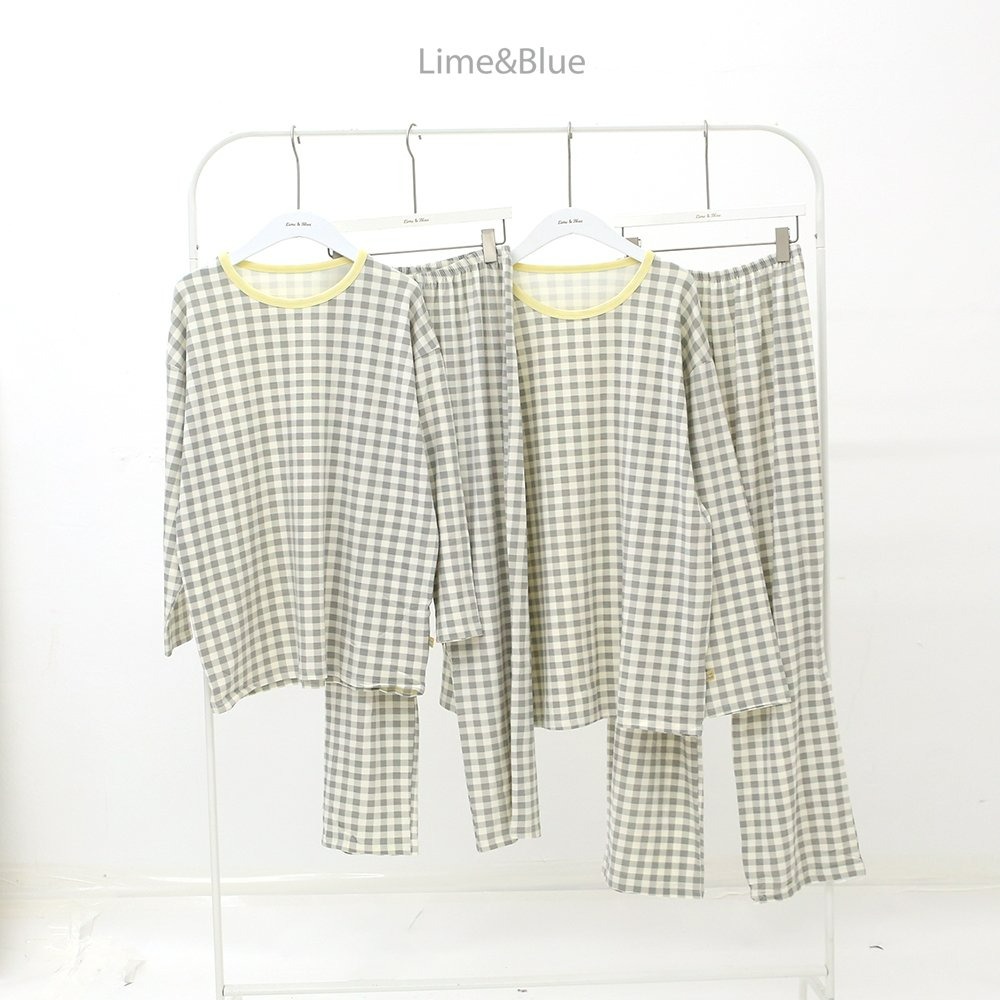 Lime&Blue 套裝 上下 라임앤블루 어텀크래커체크상하세트(성인)-細節圖11