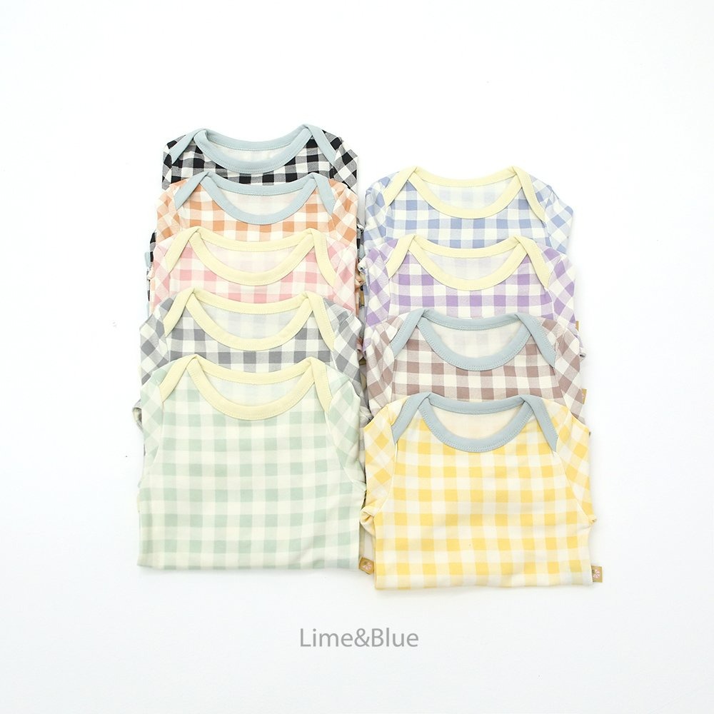Lime&Blue 套裝 包屁衣+褲子 라임앤블루 어텀크래커체크슈트-細節圖2