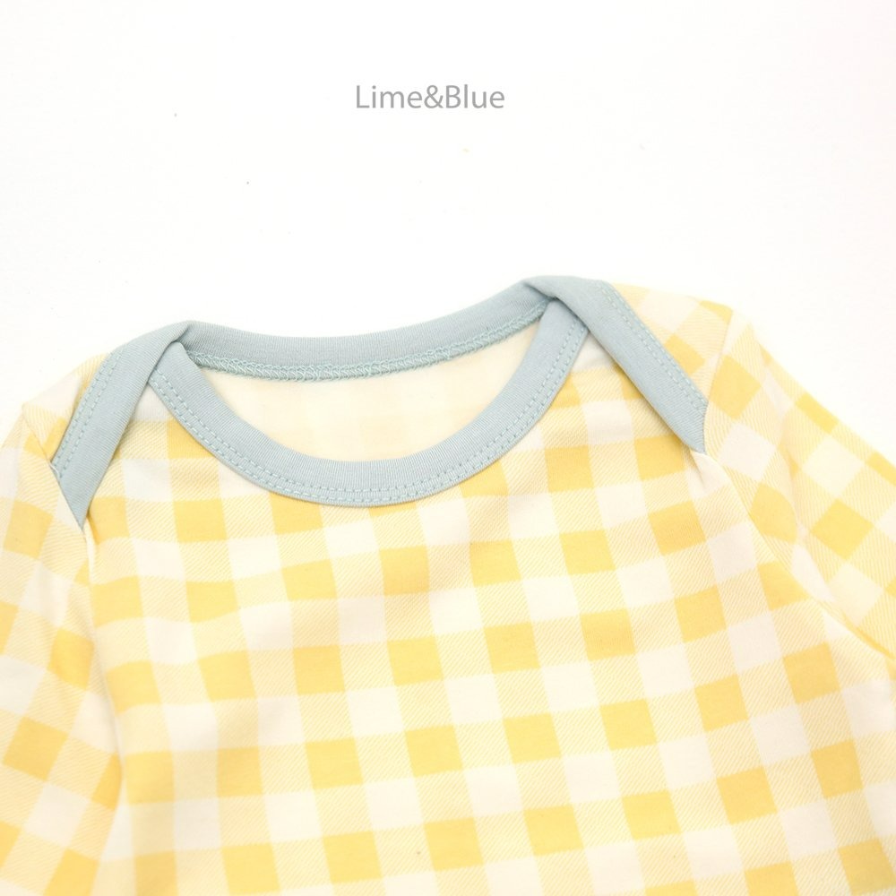 Lime&Blue 套裝 包屁衣+褲子 라임앤블루 어텀크래커체크슈트-細節圖3