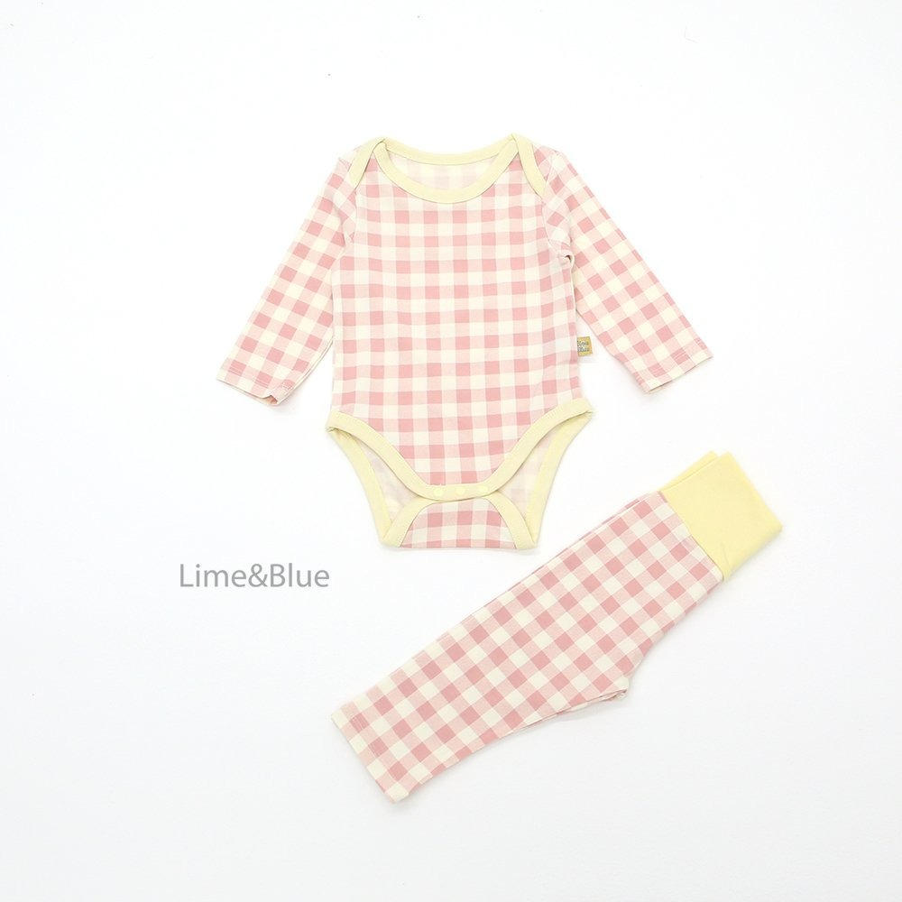 Lime&Blue 套裝 包屁衣+褲子 라임앤블루 어텀크래커체크슈트-規格圖8