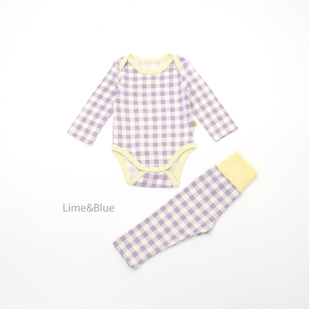 Lime&Blue 套裝 包屁衣+褲子 라임앤블루 어텀크래커체크슈트-規格圖8