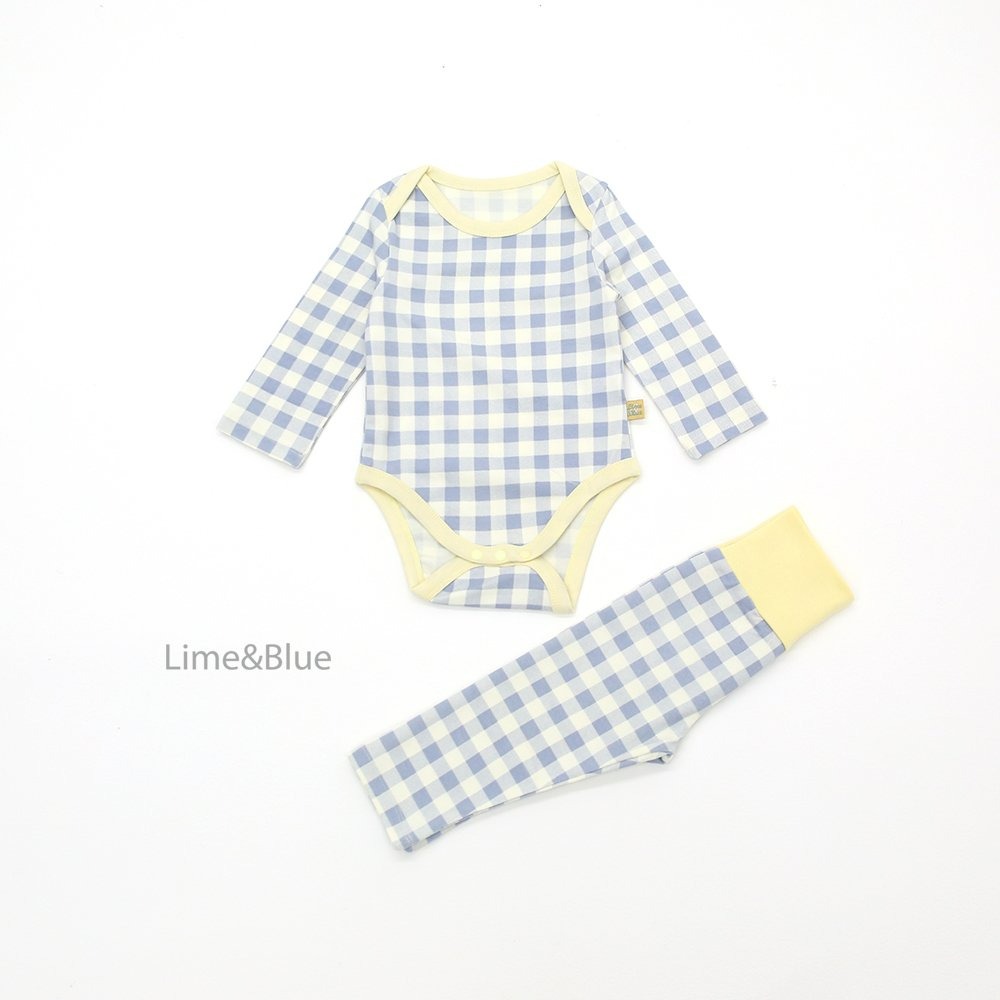 Lime&Blue 套裝 包屁衣+褲子 라임앤블루 어텀크래커체크슈트-規格圖8