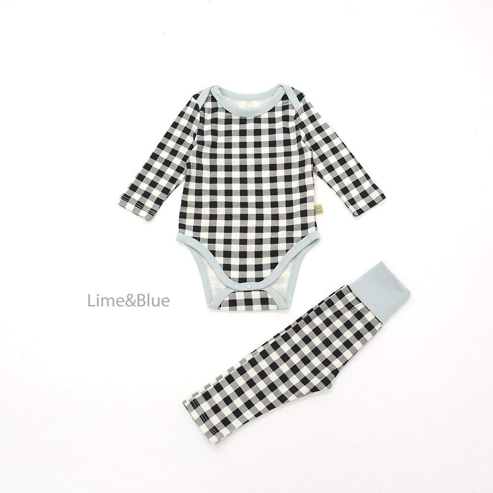 Lime&Blue 套裝 包屁衣+褲子 라임앤블루 어텀크래커체크슈트-規格圖8