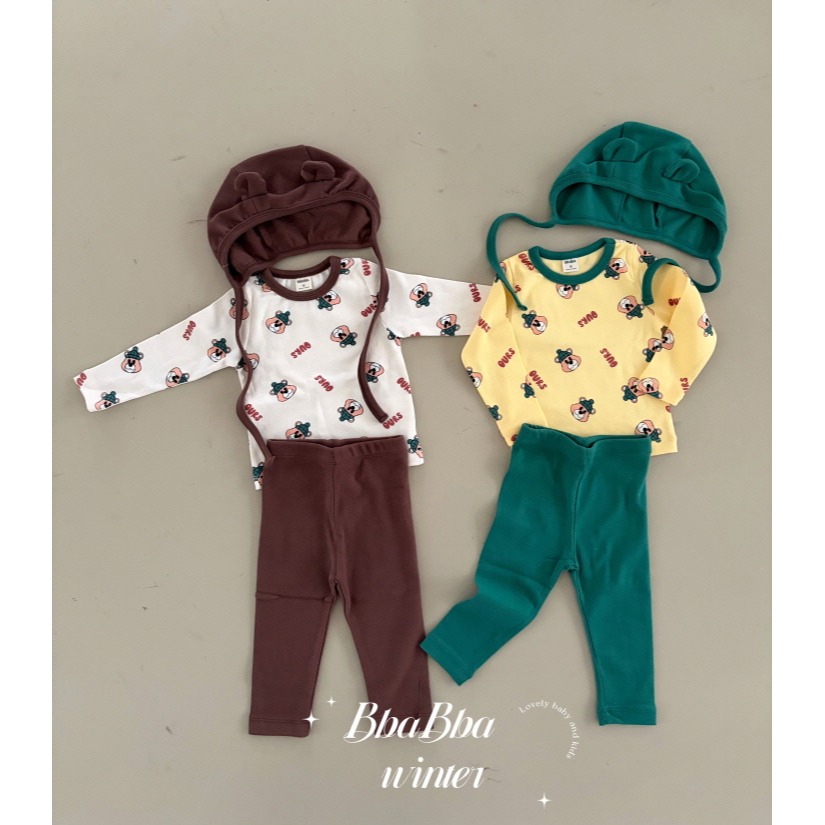 BBABBA 熊熊套裝(含帽) 빠빠 베어3종세트-規格圖7