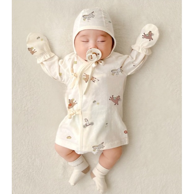 韓國製 IKIY 이키 馬年新生兒紗布衣-細節圖2