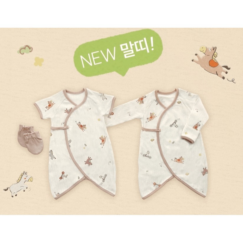 韓國製 IKIY 이키 馬年新生兒紗布衣 含帽-細節圖2