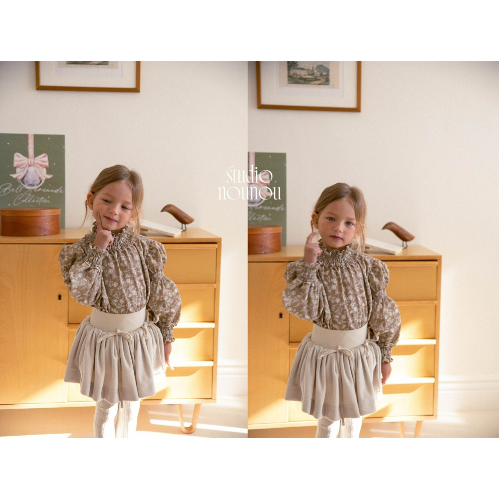 Nounou 上衣 누누 로즈블라우스(나염)-細節圖3