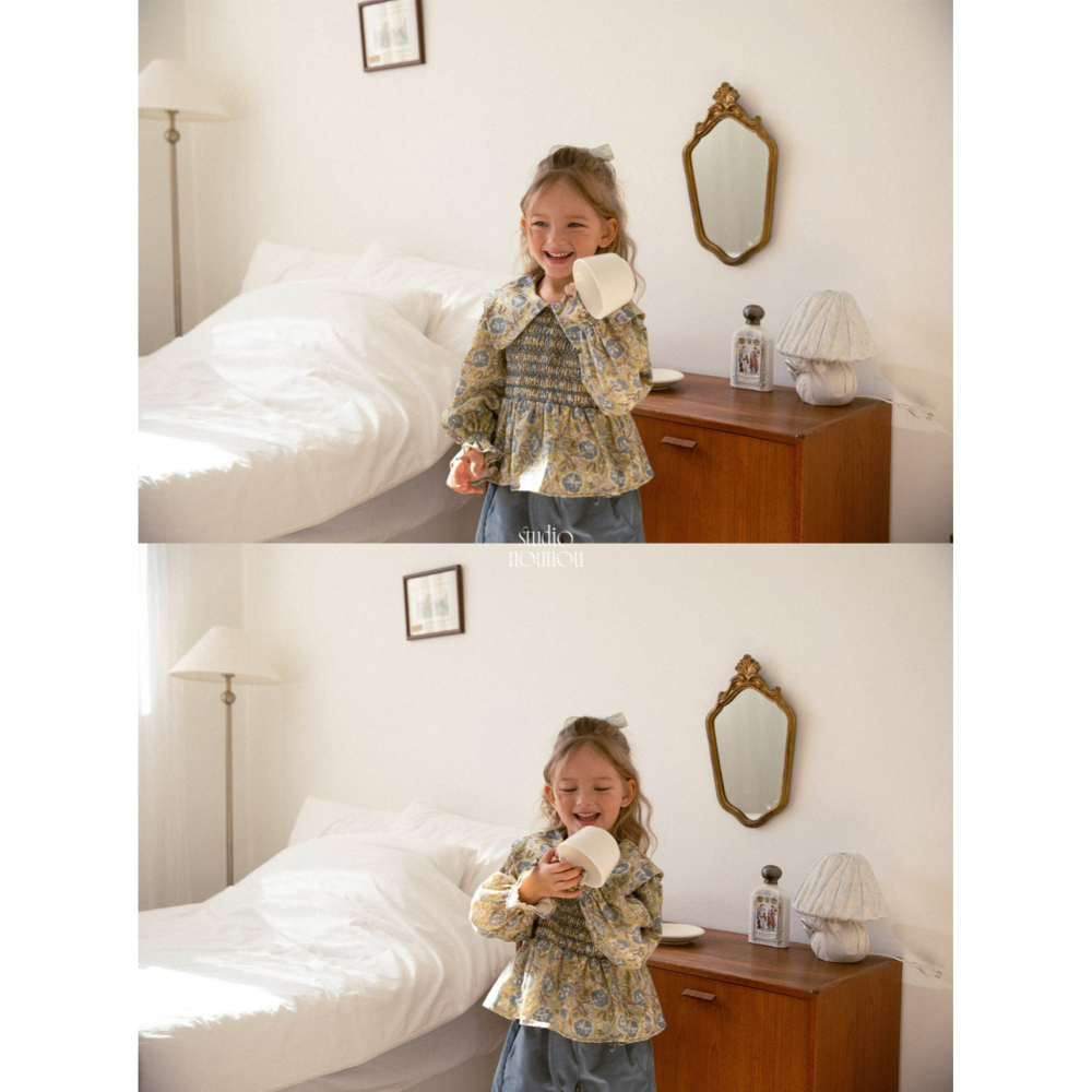 Nounou 上衣 누누 삐삐블라우스(나염)-細節圖3