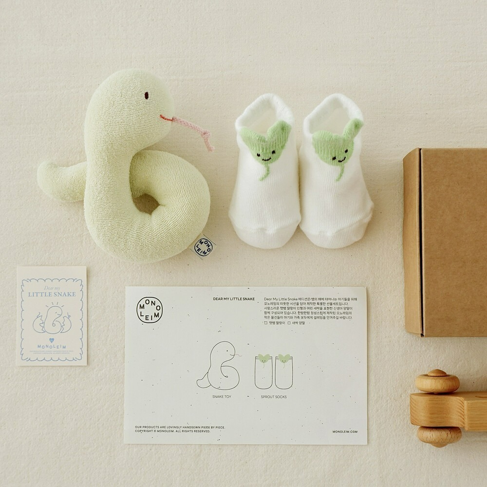 MONOLEIM 蛇年新生兒禮盒 小蛇搖鈴+襪子 모노레임 Snake Toy & Socks Set-細節圖5