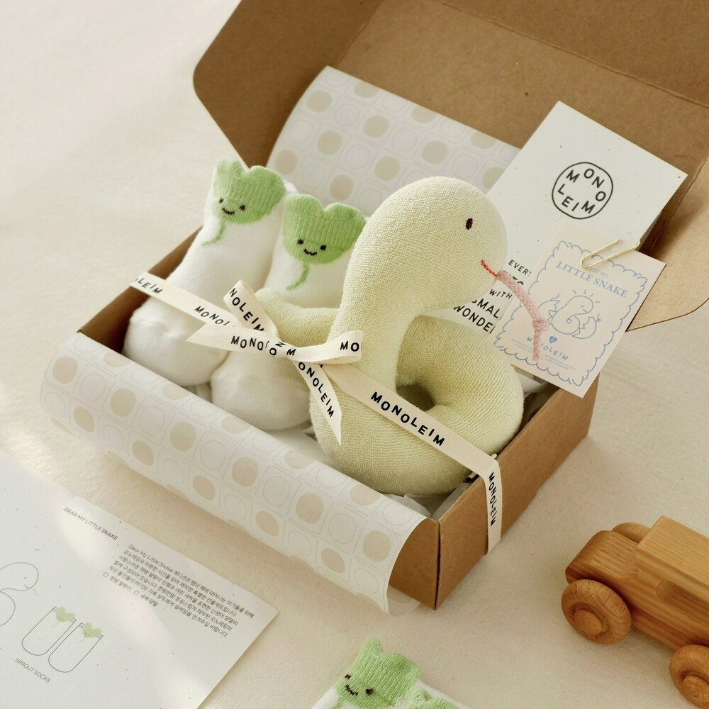 MONOLEIM 蛇年新生兒禮盒 小蛇搖鈴+襪子 모노레임 Snake Toy & Socks Set-規格圖10