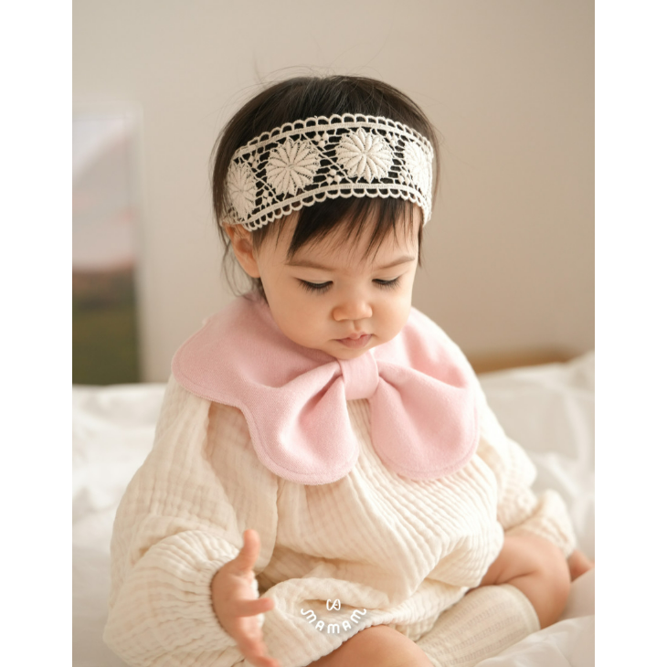 韓國製 蝴蝶結兩用質感圍兜 圓弧型 Ribbon Bib-細節圖6