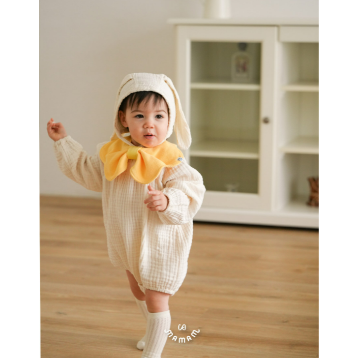 韓國製 蝴蝶結兩用質感圍兜 圓弧型 Ribbon Bib-細節圖9