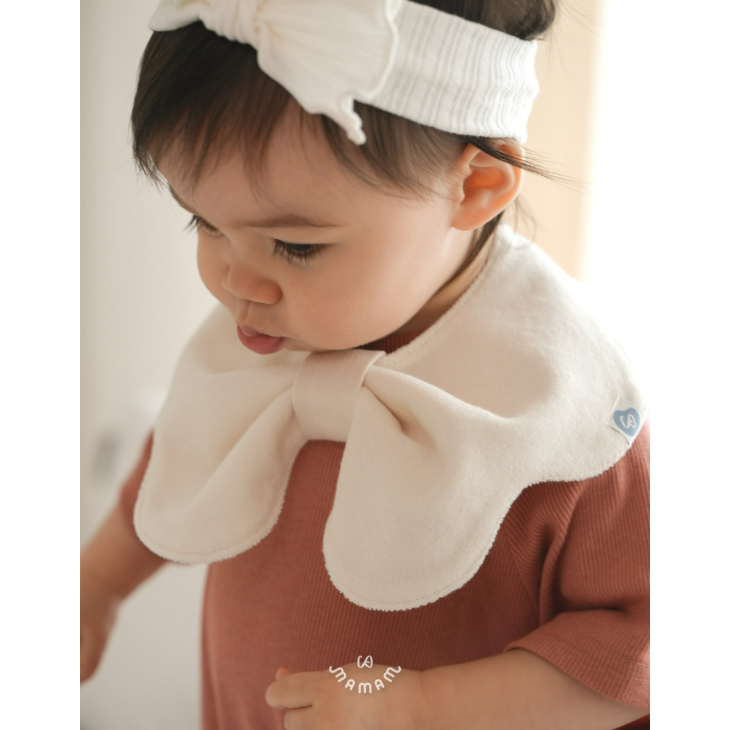 韓國製 蝴蝶結兩用質感圍兜 圓弧型 Ribbon Bib-規格圖11