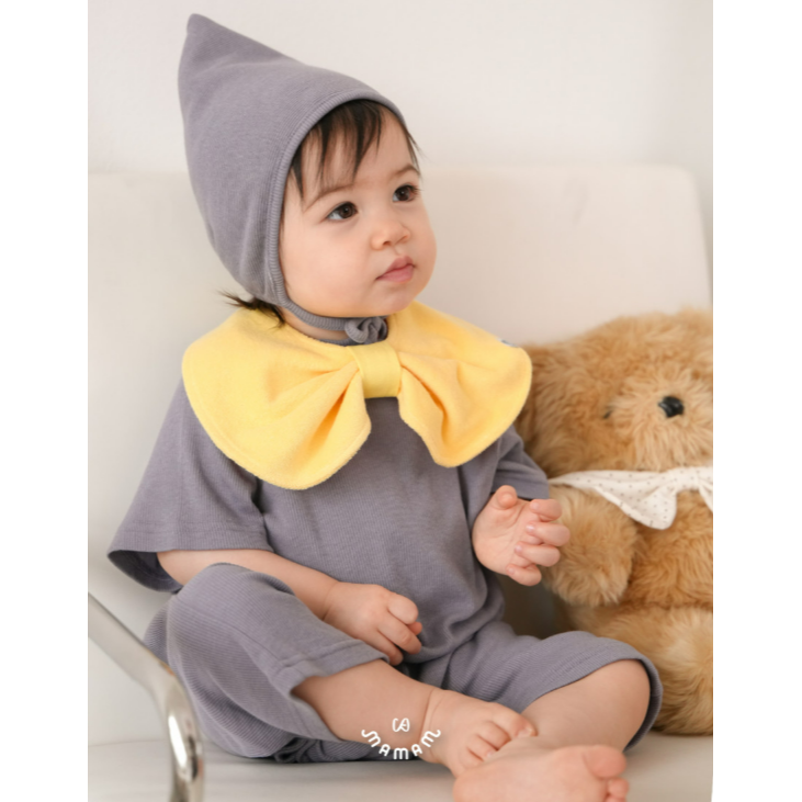 韓國製 蝴蝶結兩用質感圍兜 花朵型 Ribbon Bib-規格圖11