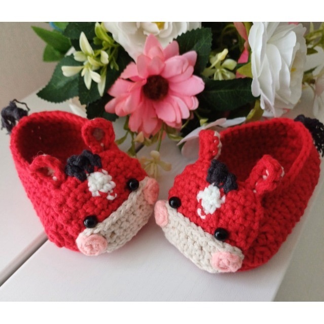 韓國手工編製 馬年新生兒手工編織鞋 新生兒禮盒 新生兒寫真-細節圖3