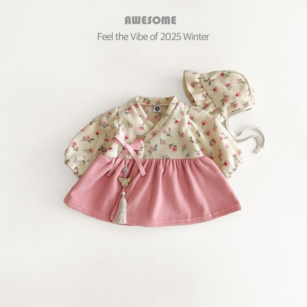 韓國製 新春碎花韓服 過年新衣(含帽子) Awesome 어썸베베 포근후리스한복-規格圖10