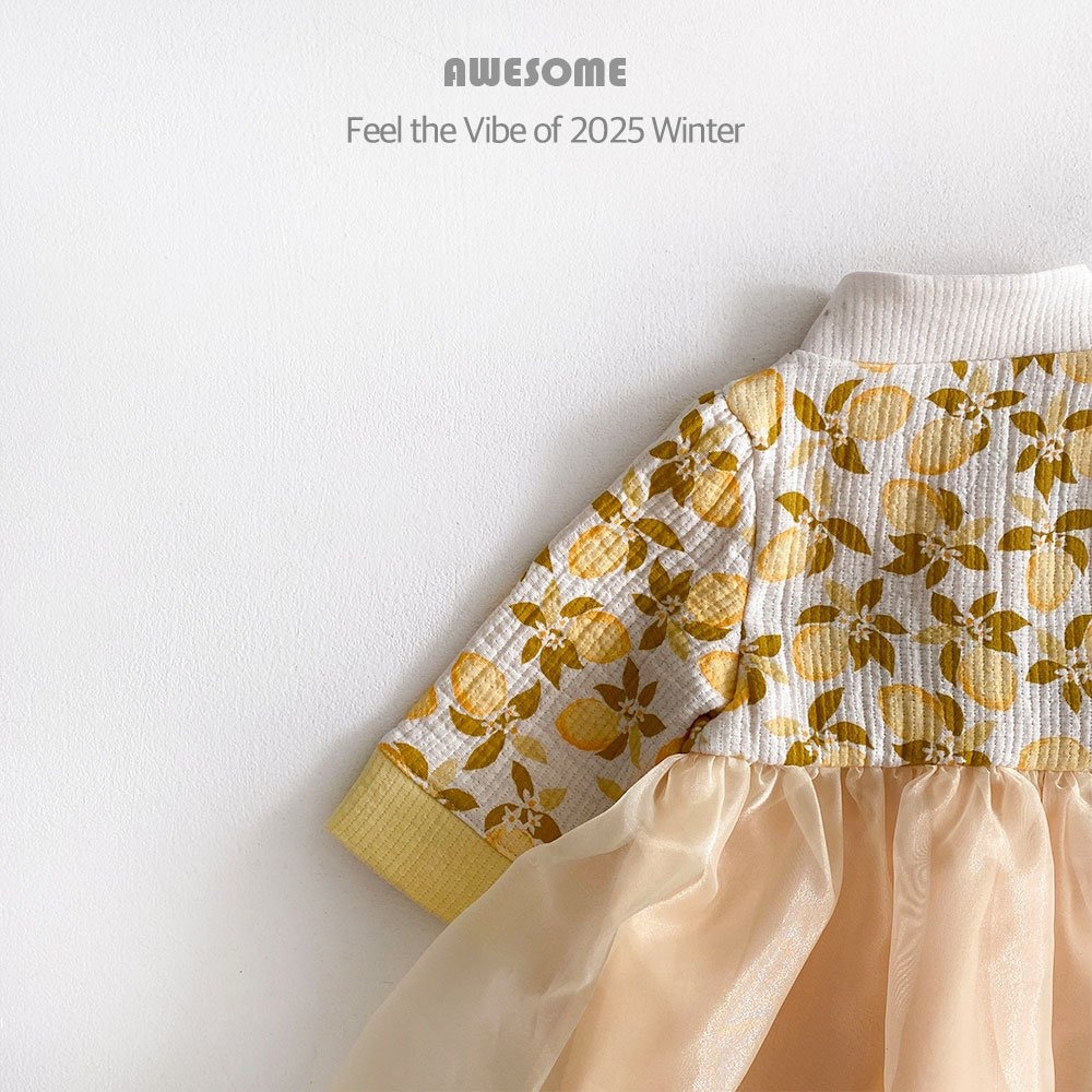 韓國 新春木瓜花果韓服 어썸베베 노란모과여아한복-細節圖5