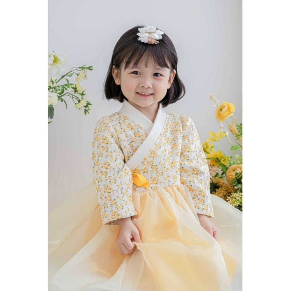 韓國 迎春拜年濟州油菜花韓服 BBB 유채꽃 모티브 한복 기본한복-細節圖2