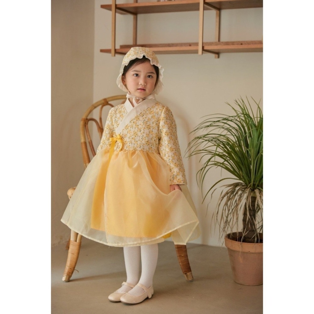 韓國 迎春拜年濟州油菜花韓服 BBB 유채꽃 모티브 한복 기본한복-細節圖3