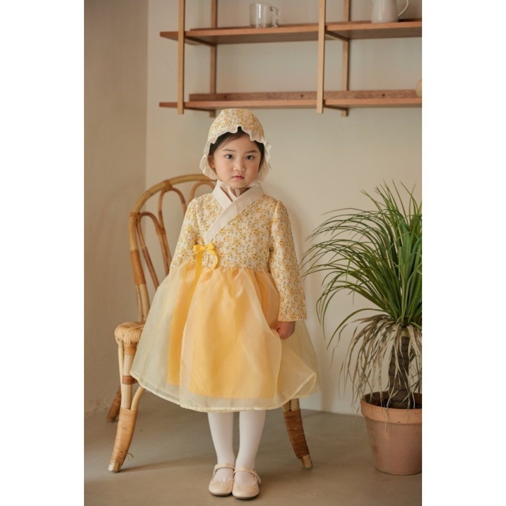 韓國 迎春拜年濟州油菜花韓服 BBB 유채꽃 모티브 한복 기본한복-細節圖6