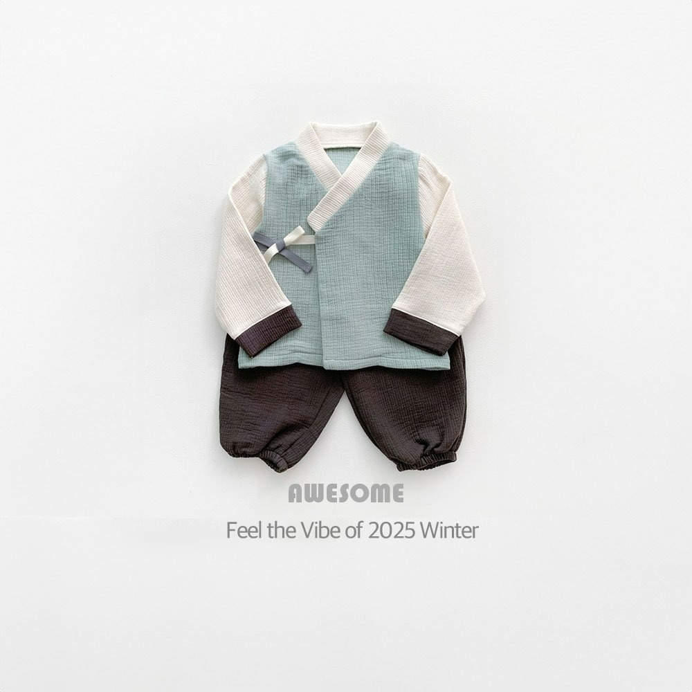 韓國製 粉花女童/粉彩男童韓服 過年新衣 Awesome 어썸베베 분홍꽃여아한복/파스텔남아한복-細節圖6