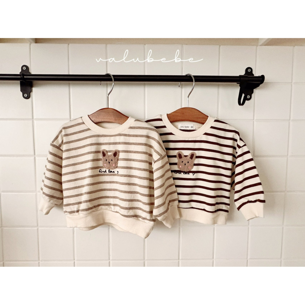 Valubebe 上衣 벨루베베 토끼스트라이프맨투맨-細節圖2