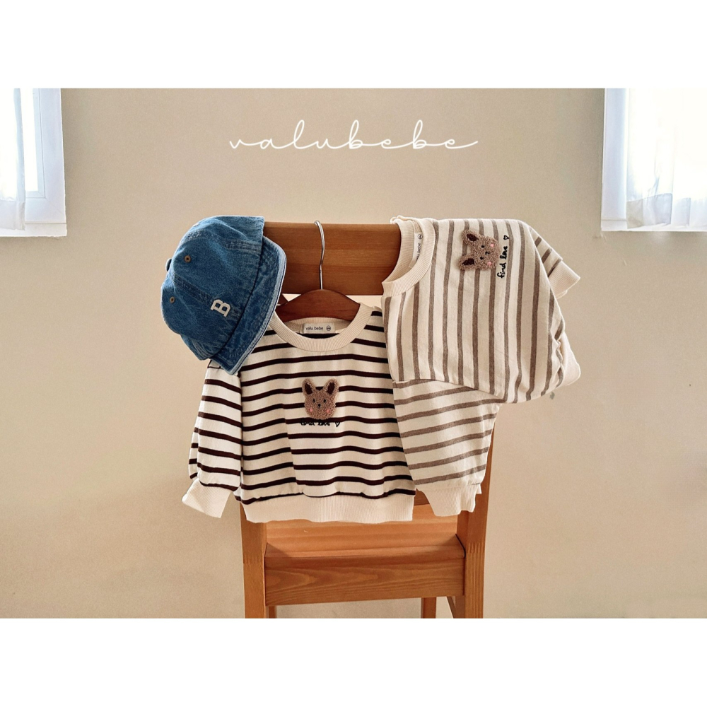 Valubebe 上衣 벨루베베 토끼스트라이프맨투맨-細節圖3